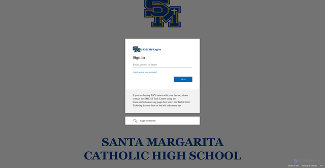 Security scan screenshot of https://smchseagles-my.sharepoint.com