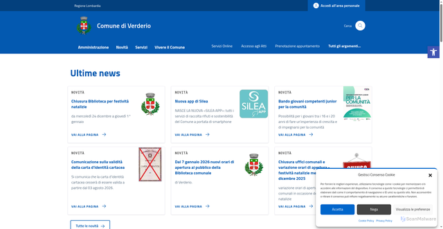 Security scan screenshot of https://comune.verderio.lc.it/