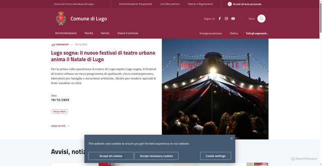 Security scan screenshot of https://www.comune.lugo.ra.it/