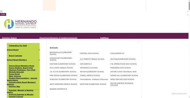 Security scan screenshot of https://www.hernandoschools.org/
