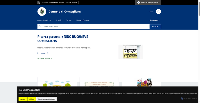 Security scan screenshot of https://www.comune.comeglians.ud.it/
