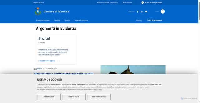 Security scan screenshot of https://www.comune.taormina.me.it/