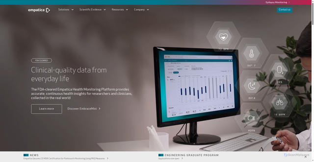Security scan screenshot of https://empatica.com