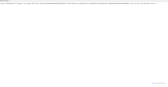 Security scan screenshot of https://defaultf4b2a619305b498cbc9f2b523e19b3.79.environment.api.powerplatform.com