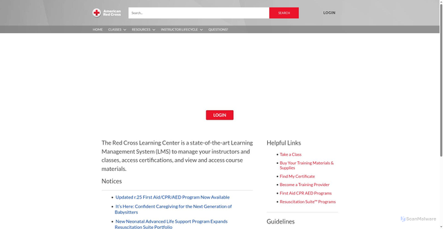 Security scan screenshot of https://www.redcrosslearningcenter.org/s/