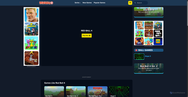 Security scan screenshot of https://playredball4.com