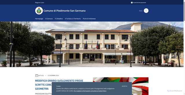 Security scan screenshot of https://www.comune.piedimontesangermano.fr.it/it