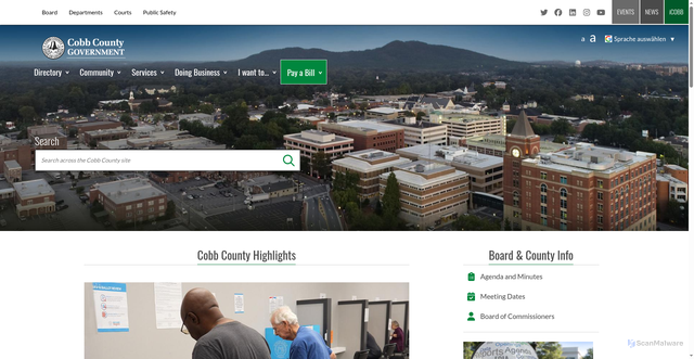 Security scan screenshot of https://www.cobbcounty.gov/