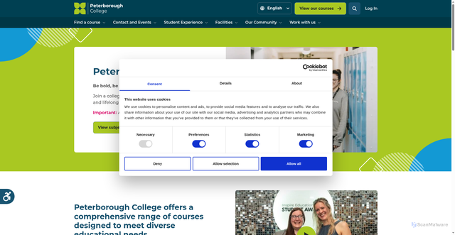Security scan screenshot of https://www.peterborough.ac.uk/