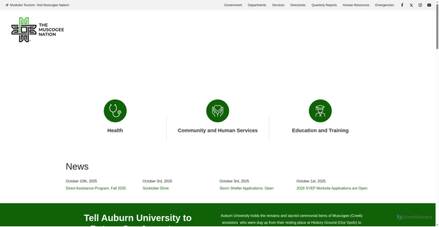 Security scan screenshot of https://www.muscogeenation.com/