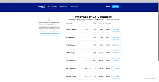 Security scan screenshot of https://bestball.fantasysports.yahoo.com/