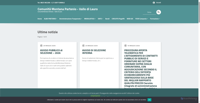 Security scan screenshot of https://www.cmparteniovallodilauro.it