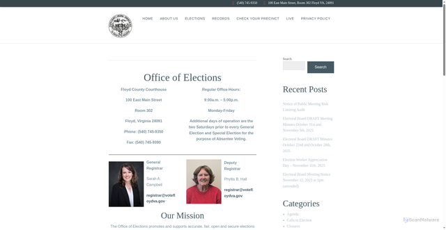 Security scan screenshot of https://votefloydva.gov/