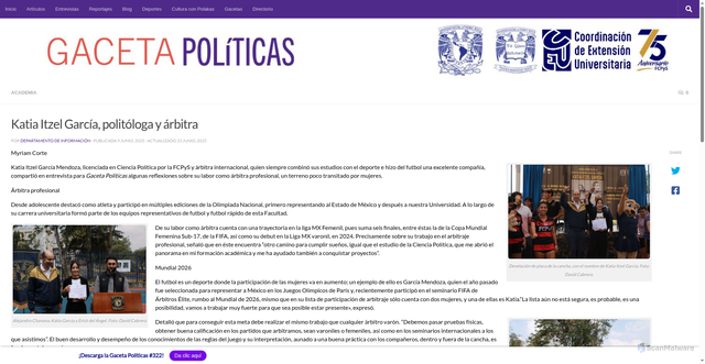 Security scan screenshot of https://gaceta.politicas.unam.mx/index.php/katia-itzel-garcia-politologa-y-arbitra/
