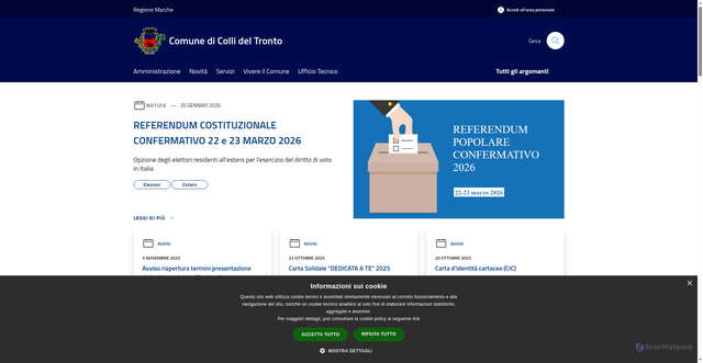 Security scan screenshot of https://www.comune.collideltronto.ap.it/it