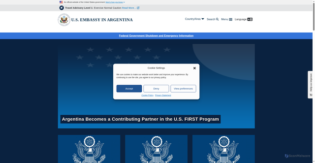 Security scan screenshot of https://ar.usembassy.gov/