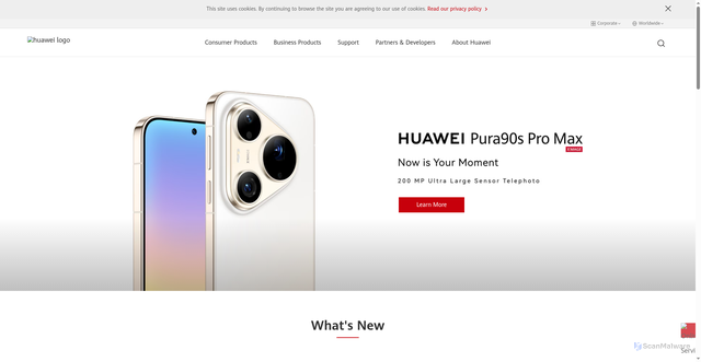 Security scan screenshot of https://www.huawei.com