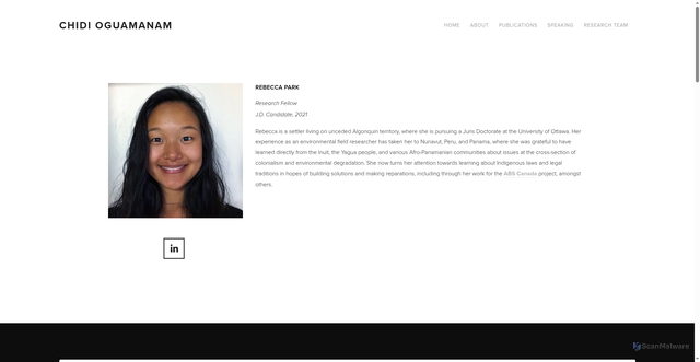 Security scan screenshot of https://www.oguamanam.com/rebecca-park