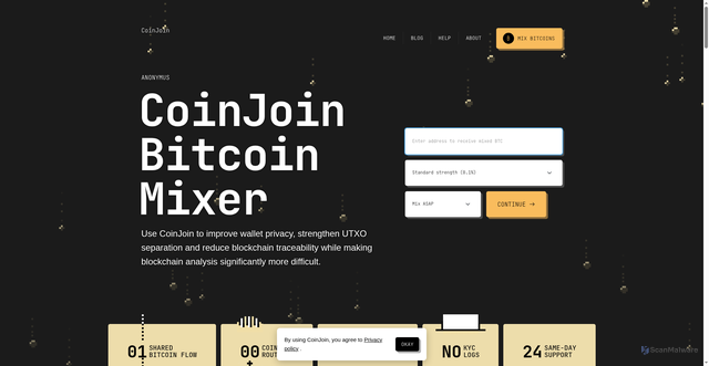 Security scan screenshot of https://coinjoin.app/