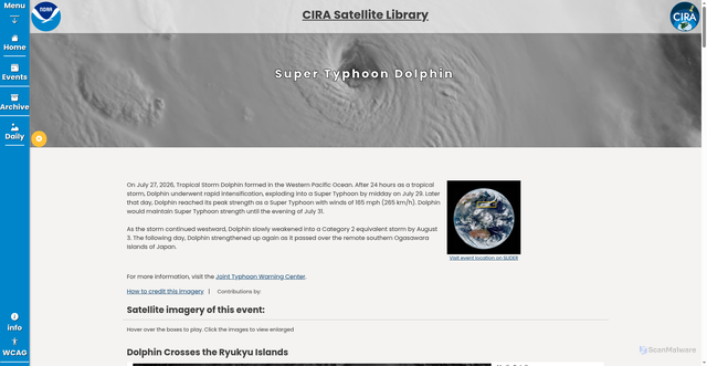Security scan screenshot of https://satlib.cira.colostate.edu/event/super-typhoon-dolphin/