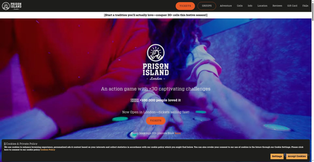 Security scan screenshot of https://prisonislandexperience.com/london/