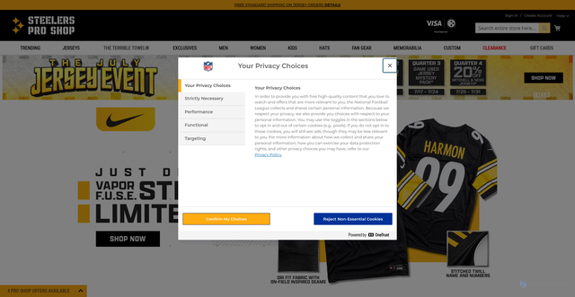 Security scan screenshot of https://shop.steelers.com/?srsltid=AfmBOooEvW5_VBWd_v6Zj0jjUAiVj_7PC-e_H3kGsOvFxz8fYsw0nulE