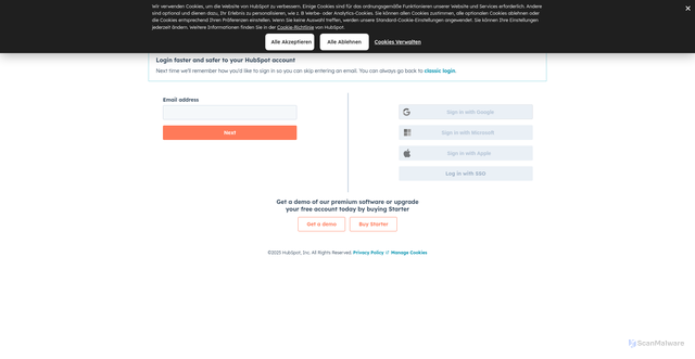 Security scan screenshot of https://app.hubspot.com/