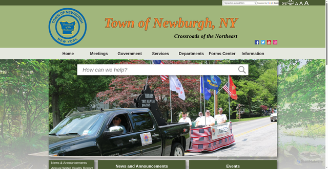 Security scan screenshot of https://www.townofnewburghny.gov/