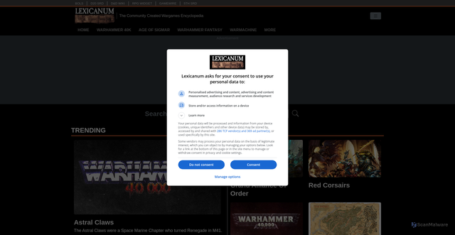 Security scan screenshot of https://lexicanum.com