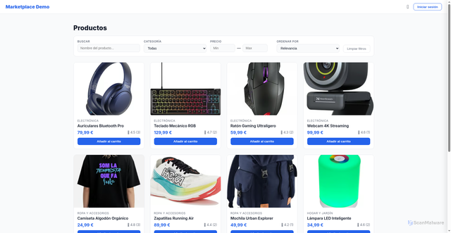Security scan screenshot of https://marketplace-demo-front.pages.dev/