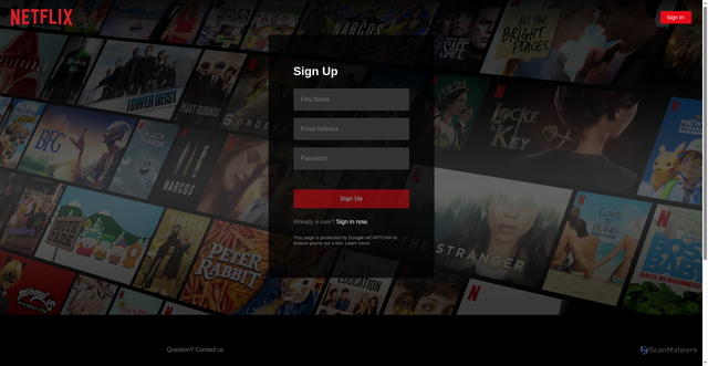 Security scan screenshot of http://netflix-two-mu.vercel.app/signup/