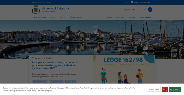 Security scan screenshot of https://www.comune.calasetta.ci.it