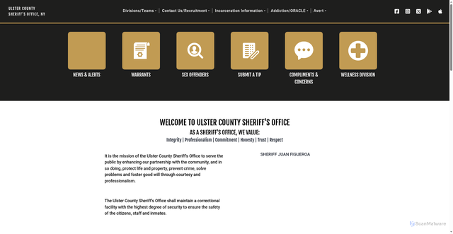Security scan screenshot of https://www.ulstersheriffny.gov/