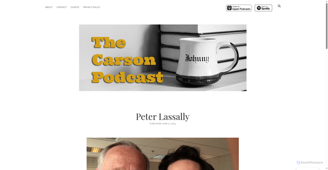 Security scan screenshot of https://carsonpodcast.com/peter-lassally-3/