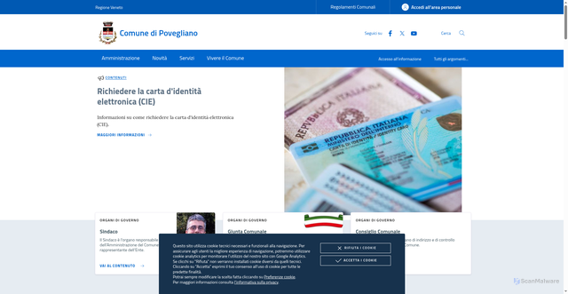 Security scan screenshot of https://www.comune.povegliano.tv.it/