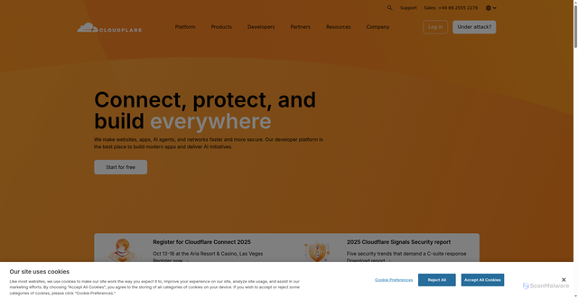 Security scan screenshot of https://www.cloudflare.com/