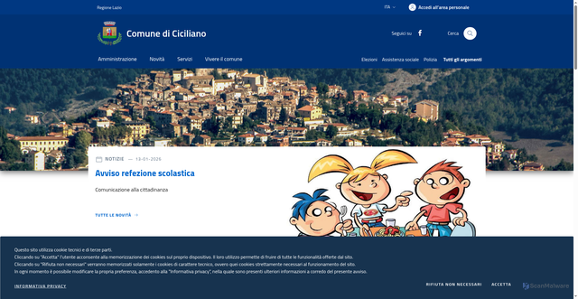 Security scan screenshot of https://www.comune.ciciliano.rm.it/