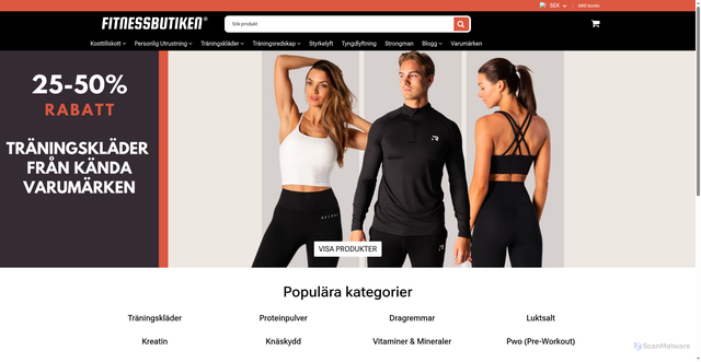 Security scan screenshot of https://fitnessbutiken.se