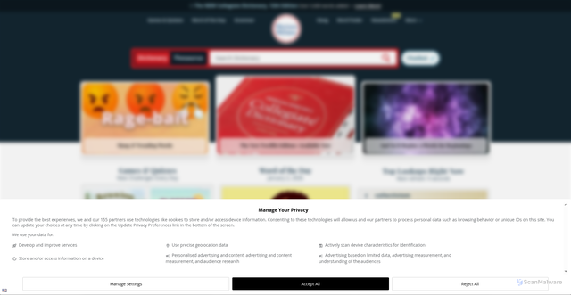 Security scan screenshot of https://merriam-webster.com