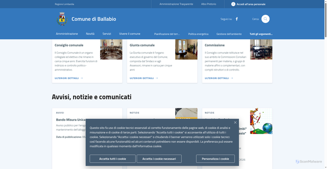 Security scan screenshot of https://www.comune.ballabio.lc.it