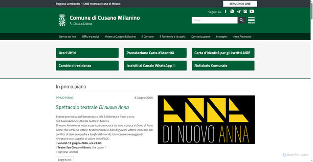Security scan screenshot of https://www.comune.cusano-milanino.mi.it