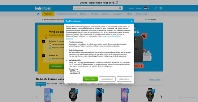 Security scan screenshot of https://www.belsimpel.nl