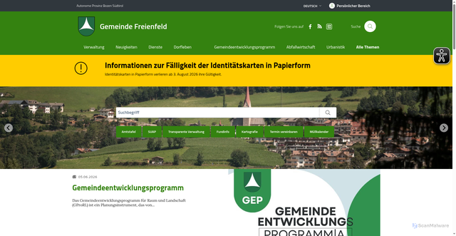 Security scan screenshot of https://www.comune.campoditrens.bz.it