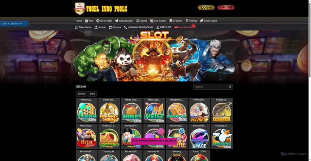 Security scan screenshot of https://tindobatu.click/desktop/game/slot/ggsoft