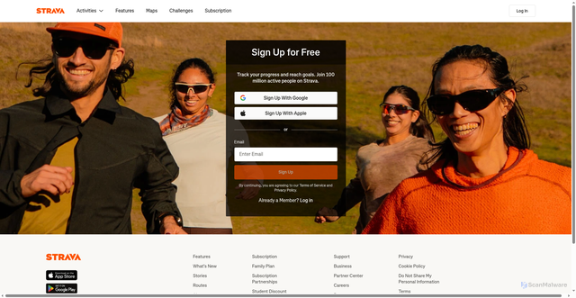Security scan screenshot of https://email.strava.com