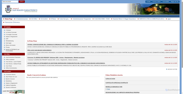 Security scan screenshot of https://www.comune.sanbiagiosaracinisco.fr.it/
