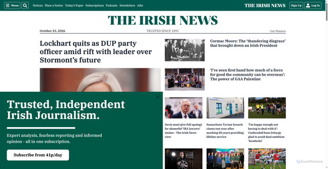 Security scan screenshot of https://irishnews.com