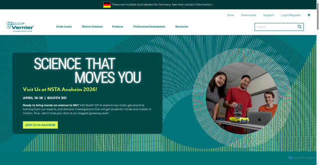 Security scan screenshot of https://www.vernier.com