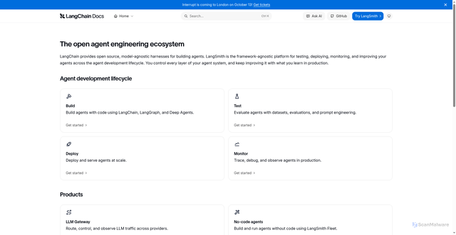Security scan screenshot of https://docs.langchain.com