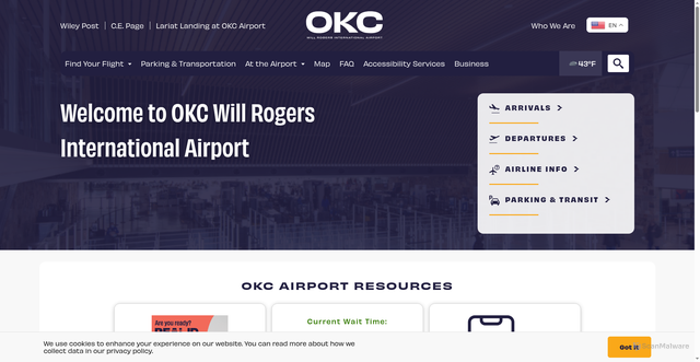 Security scan screenshot of https://flyokc.com/